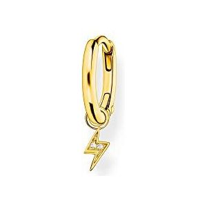Thomas Sabo Charm Club Einzel Creole aus 925er Sterlingsilber mit 750er Gelbgold-Vergoldung und Blitz Anhänger mit weißen Zirkonia-Steinen CR705-414-14