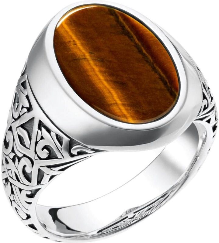 Thomas Sabo - Unisex Ring - Zilver - Zilver - Bruin Edelsteen