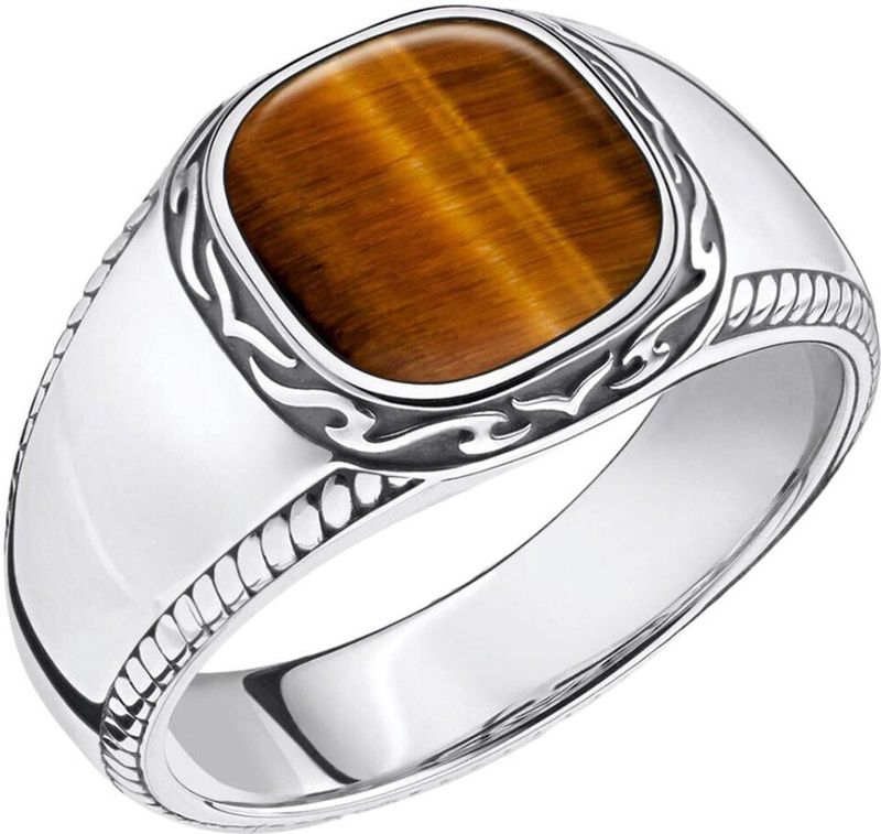 Thomas Sabo - Unisex Ring - Zilver - Zilver - Bruin Edelsteen