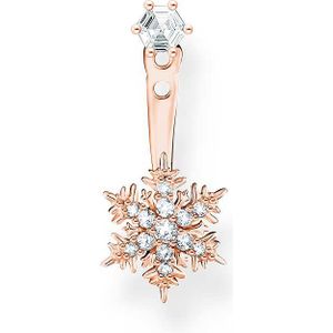 Thomas Sabo Damen Single-Ohrstecker Schneeflocke in der Farbe Rosé aus 925 Sterlingsilber mit 750 Roségold Veredelung mit Zirkonia, Größe: 19x9mm, H2255-051-14