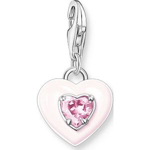 Thomas Sabo Charm-Anhänger Herz mit pinken Stein aus hochwertigem 925er Sterlingsilber mit dreidimensional gestaltetem Herz, Maße: 22 x 11 mm,1915-041-9