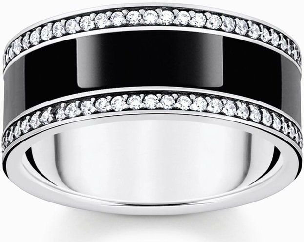 Thomas Sabo - Ring - Zwart - Zilver - Zirkoon - Gezwarte Textuur