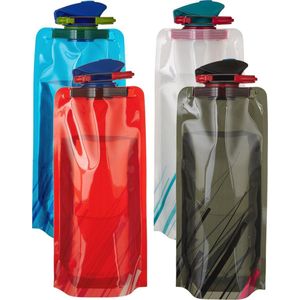 scarlet sport | opvouwbare drinkfles ""Compact"" (700 ml); set met 4 flessen; BPA-vrij; flexibel, oprolbaar, inklapbaar, herbruikbaar. Set 4 kleuren