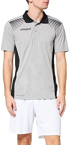 Uhlsport - Goal Poloshirt - Donkergrijs Gemêleerd/Zwart - Voorgevormde Schoudernaden