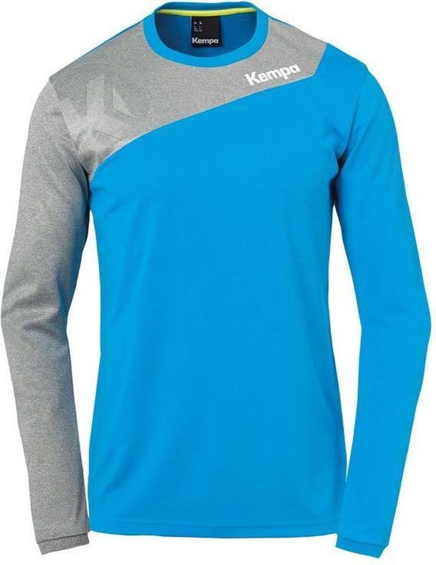 Kempa Core 2 0 Longsleeve Kempablauw-Donker Grijs Melange