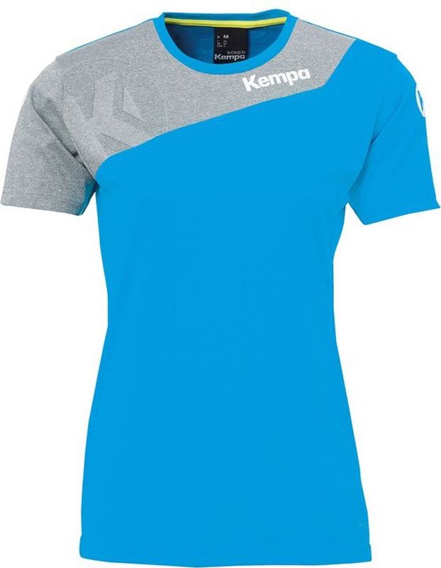 Kempa Core 2 0 Shirt Dames Kempablauw-Donker Grijs Melange
