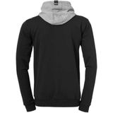 Kempa - Core 2.0 Hood Jacket - Kind - Zwart-Donker Grijs Melange
