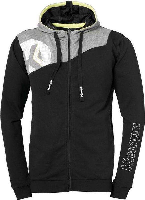 Kempa - Core 2.0 Hood Jacket - Kind - Zwart-Donker Grijs Melange