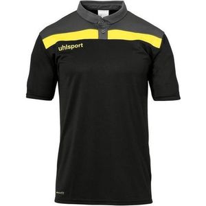 Uhlsport Offense 23 Polo Shirt Zwart-Antraciet-Limoen Geel Maat 3XL