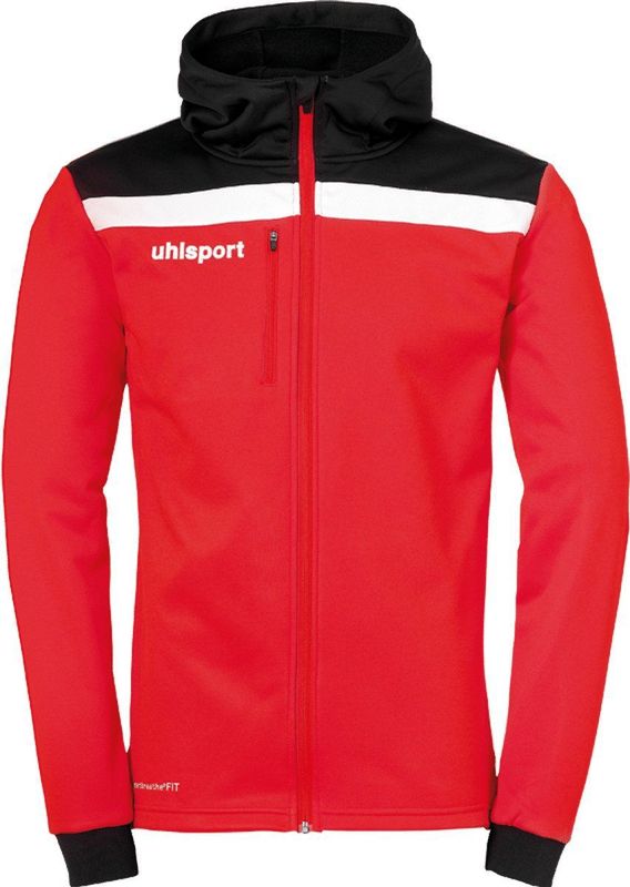 Uhlsport - Offense 23 - Trainingsjack - Rood/Zwart/Wit - Met Capuchon, Fleecevoering, Borstzak met Ritssluiting