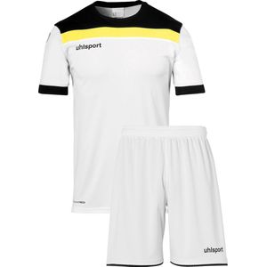 Uhlsport Sportshirt - Maat 128  - Unisex - wit/zwart/geel shirt met short