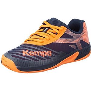 Kempa Wing 2.0 Junior, handbalschoenen, marineblauw/neonoranje, 29 EU
