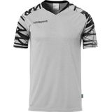 Uhlsport Goal 25 Shirt Korte Mouw Kinderen - Donkergrijs Gemeleerd / Zwart | Maat: 116