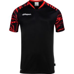 Uhlsport - Goal 25 - T-shirt - Zwart/Rood - Korte Mouwen, Ademend, Lichtgewicht