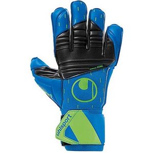 UHLSPORT AQUASOFT Keepershandschoenen, keepershandschoenen, voetbal, met polsfixatie, speciaal voor nat weer, pacific blauw/zwart/fluo groen, maat 10,5