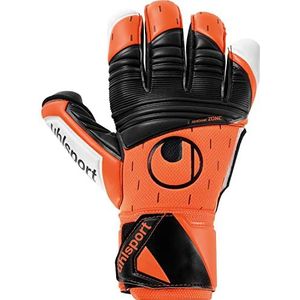 uhlsport SUPER Resist+ HN half-negatieve keepershandschoenen handschoenen voor volwassenen en kinderen voetbal - geschikt voor elke ondergrond - fluo oranje/wit/zwart - maat 5.5