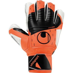 uhlsport Soft Resist+ Flex Frame Keepershandschoenen, handschoenen voor volwassenen en kinderen, voetbal, voetbal, geschikt voor elke ondergrond, fluo oranje/wit/zwart, maat 9