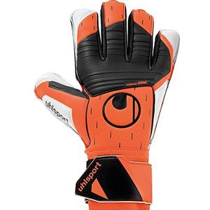 uhlsport Soft Resist+ Keepershandschoenen, handschoenen voor volwassenen en kinderen, voetbal, geschikt voor elke ondergrond, fluo oranje/wit/zwart, maat 8,5
