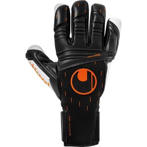 uhlsport Speed Contact ABSOLUTGRIP HN keepershandschoenen, halfnegatief, voetbal, zwart/wit/neonoranje, maat 11