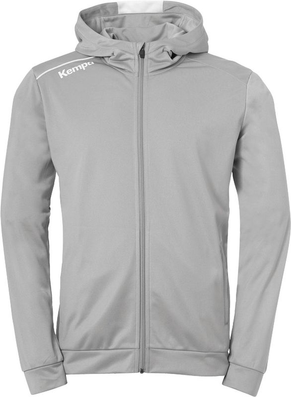 Kempa Player Hood Jacket Donker Grijs Melange-Wit