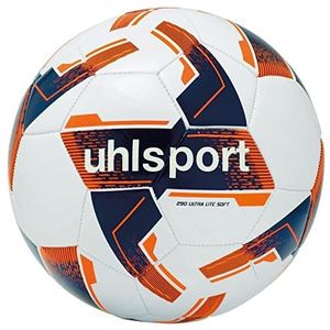 uhlsport Ultra Lite Soft 290 Junior trainingsbal voor kinderen tot 10 jaar, maat 5, wit/marineblauw/fluororanje