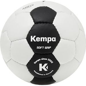 Kempa Soft Grip Black & White Handbal trainingsbal voor kinderen, zacht en licht, helpt kinderen om de juiste werptechniek te leren, zwart/wit