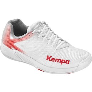 Kempa Wing 2.0 Handbalschoenen voor dames, indoor, fitness, gym, sportschoenen voor kinderen, dames, met Michelin-zool voor grip, Wit/Rood