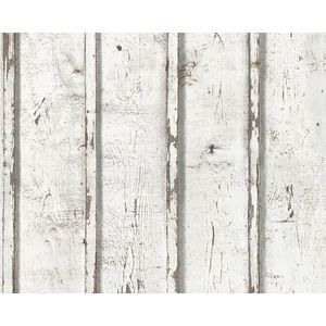 VERWEERDE HOUTEN PLANKEN BEHANG | Industrieel - creme grijs wit - A.S. Création Best of Wood'n Stone 2