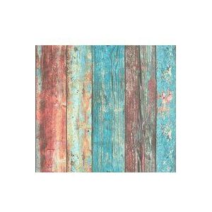 HOUTEN PLANKEN BEHANG | industrieel - Bont Blauw Rood Bruin - A.S. Création Elements 2