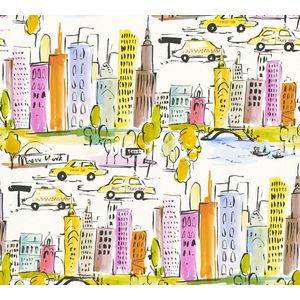NEW YORK GETEKEND BEHANGPAPIER | Kinderkamer - meerkleurig geel oranje - A.S. Création Boys & Girls 6