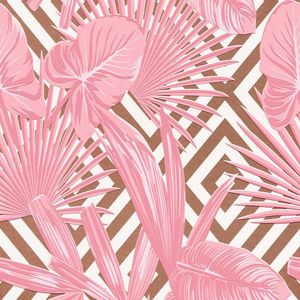 BLOEMEN MET GRAFISCHE ACHTERGROND BEHANG - Brons Roze Wit - Bloemenmotief - AS Creation Il Decoro