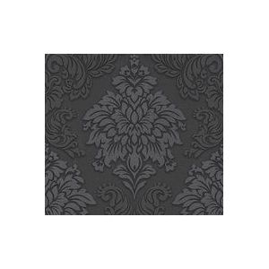 Livingwalls 368984 Metropolitan Stories Lizzy London behang met ornamenten barok vliesbehang met glitter grijs metallic zwart, 10,05 m x 0,53 m