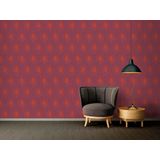 Architects Paper Vliesbehang Absolutely Chic behang met pauwenveer 10,05 m x 0,53 m metallic rood paars Made in Germany 369715 36971-5