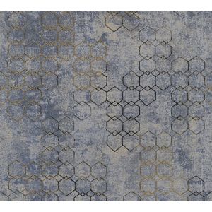 GRAFISCH BEHANG | Modern - blauw grijs goud metallic - A.S. Création New Walls ""Livingwalls