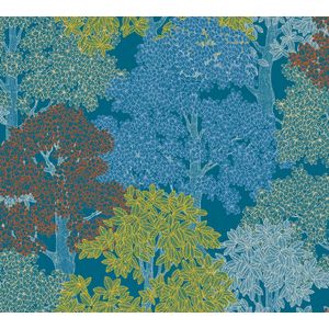 Bos - Floral Impression - Vliesbehang - Blauw Geel Rood - 10.05 m x 0.53 m