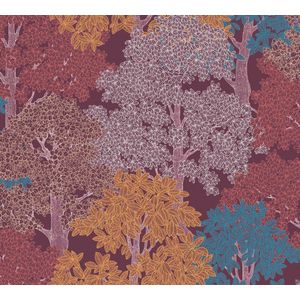 BOMEN BEHANG | Retro - meerkleurig lila rood - ""Architects Paper"" A.S. Création Floral Impression