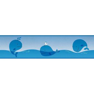Zelfklevende Behangrand Voor Kinderen Lovely Kids Ocean Friends 5.00 m x 0.155 m Blauw Gemaakt in duitsland door A.S. Création 403721