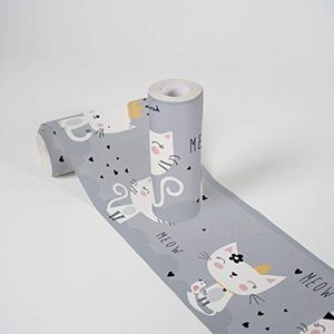 VOGELS MET POEZEN BEHANGRAND | Zelfklevend - grijs geel roze - A.S. Création Lovely Kids
