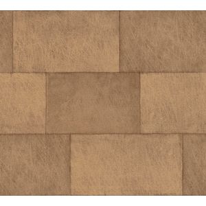 TEGELPATROON BEHANG | Metallic Glans - oranjebruin - A.S. Création Titanium 3