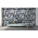 Livingwalls Graffiti behang grijs zwart 382511 modern vliesbehang jeugdkamer fotobehang 1,59 x 2,80 m Made in Germany