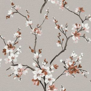 JAPANSE KERSENBLOESEM ""SAKURA"" BEHANG | Aziatisch - grijs bruin roze wit - A.S. Création Desert Lodge