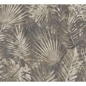 PALMBLADEREN BEHANG | Jungle - Grijs Beige - A.S. Création Natural Living D`eco