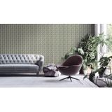 A.S. Création - Vliesbehang - Optische Illusie - Eucalyptusgroen Goud