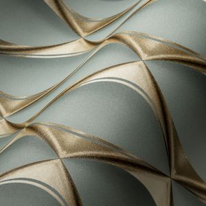 GRAFISCH 3D BEHANG | Optische Illusie - eucalyptusgroen goud - A.S. Création My Home My Spa