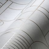 ART DECO TEGEL BEHANG | Gemarmerd Design - wit goud licht grijs - A.S. Création My Home My Spa