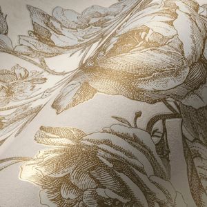 A.S. Création Rozen Behang - Bloemen - Goud Lichtbeige