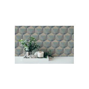 A.S. Création - Nara - Vliesbehang - Blauw Beige Grijs Groen