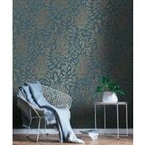 Bloemenbehang blauw goud A.S. Création THE BOS 388304 vliesbehang behang Floral 10,05 m x 0,53 m Made in Germany
