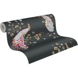 PAUWEN BEHANG | Vogels - zwart geel oranje blauw roze - A.S. Création House of Turnowsky