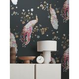 PAUWEN BEHANG | Vogels - zwart geel oranje blauw roze - A.S. Création House of Turnowsky